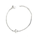 Bracciale maglia quadrata con ancora liscia placcato oro bianco in argento 925