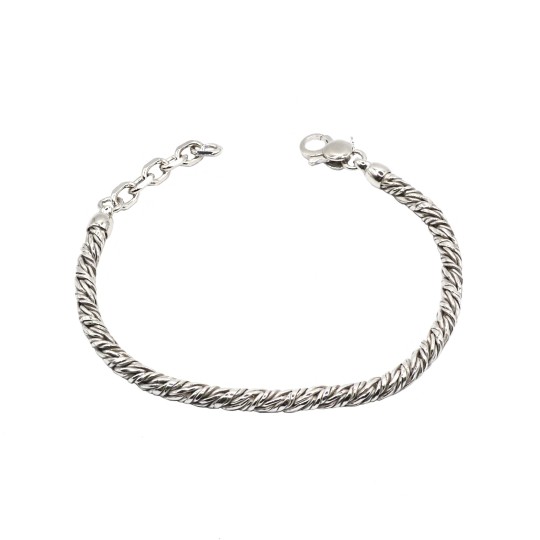Bracciale maglia corda big placcato oro bianco in argento 925