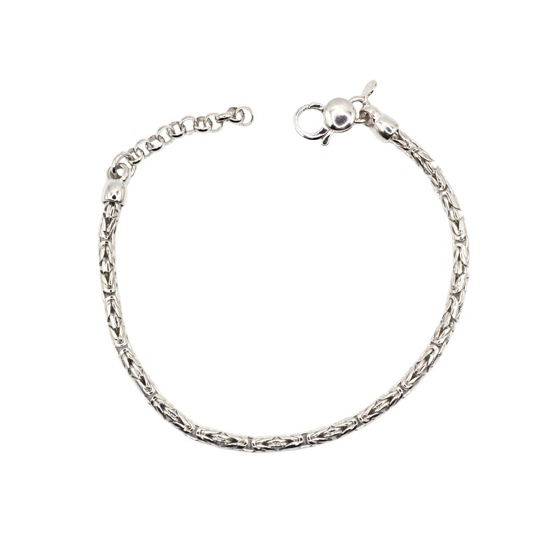 Bracciale maglia tubolare intrecciata placcato oro bianco in argento 925