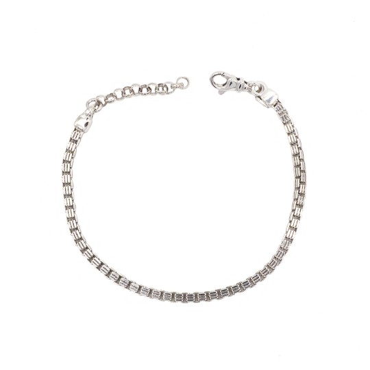 Bracciale maglia quadrata placcato oro bianco in argento 925