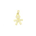Ciondolo bimbo zirconato bianco con contromaglia zirconata bianca placcato oro giallo in argento 925