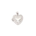 Ciondolo cuore bombato portafoto con cornice di zirconi bianchi placcato oro bianco in argento 925
