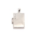 Ciondolo rettangolare portafoto con 3 zirconi placcato oro bianco in argento 925