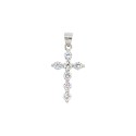 Ciondolo croce con zirconi neri a 4 griffe placcato oro bianco in argento 925