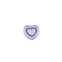 Ciondolo cuore zirconato bianco e blu con contromaglia passante placcato oro bianco in argento 925