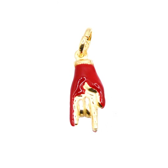 Hand pendant with horns, yellow gold plated and enamelled in 925 silver