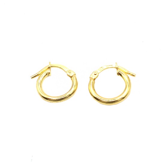 Orecchini a cerchio tubolare pop corn ø 55 mm con chiusura a ponte placcati oro giallo in argento 925