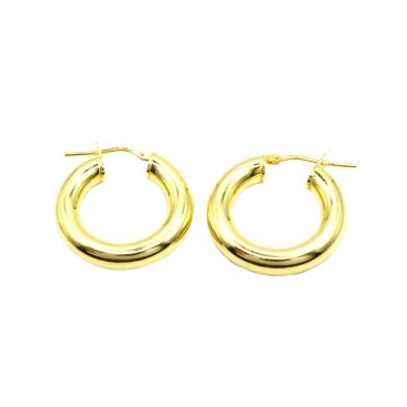 ø 40 mm tubular hoop earrings with bridge closure, yellow gold plated in 925 silver