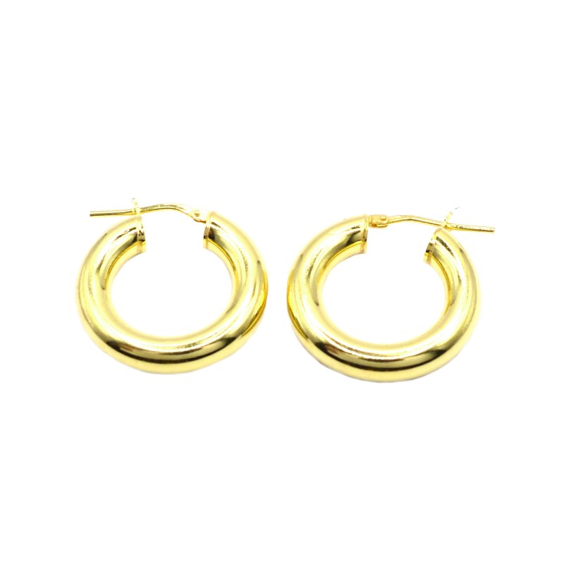 Orecchini cerchio tubolare da ø 40 mm con chiusura a ponte placcati oro giallo in argento 925
