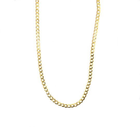 Collana maglia grumetta piatta da 4 mm placcata oro giallo in argento 925