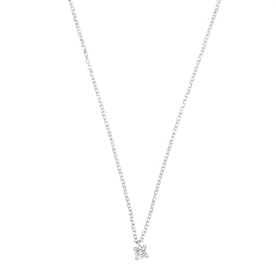 Rollo mesh necklace with light point with 4 star claws plated in white gold in 925 silver