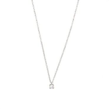 Collana maglia rollo con punto luce 4 griffe tonde placcata oro bianco in argento 925