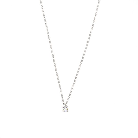 Rollo mesh necklace with 4 round claws light point, white gold plated in 925 silver