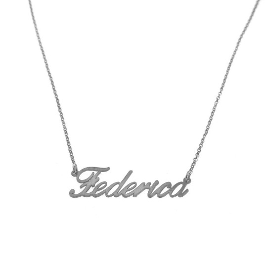 Collana maglia rolò diamantata con nome a lastra centrale placcata oro giallo in argento 925