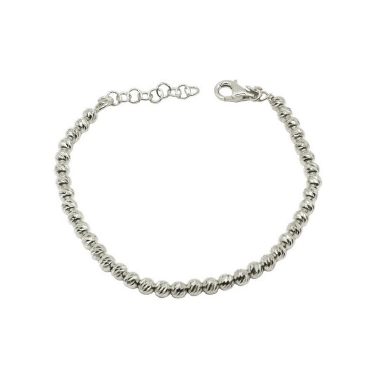 Bracciale a sfere con diamantatura a slash placcato oro giallo in argento 925