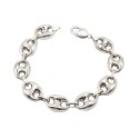 Bracciale maglia marina bombata da 13 mm placcato oro bianco in argento 925