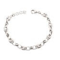 Bracciale maglia marina bombata da 6 mm intervallata da contromaglie tonde placcato oro bianco in argento 925