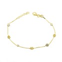 Bracciale maglia forzatina con cipolline di zirconi bianchi e fiori placcato oro giallo in argento 925