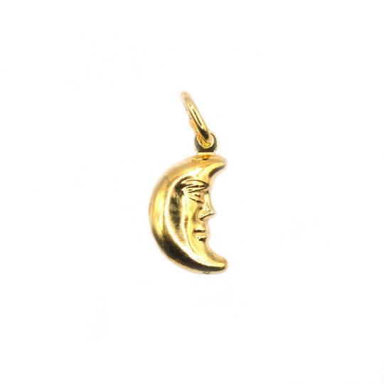 Ciondolo luna accoppiato e inciso placcato oro giallo in argento bianco 925