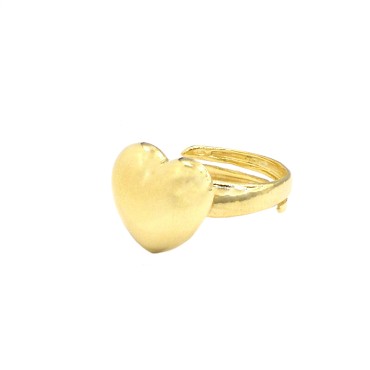 Anello regolabile cuore bombato small placcato oro giallo in argento 925