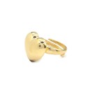 Anello regolabile cuore bombato big placcato oro giallo in argento 925