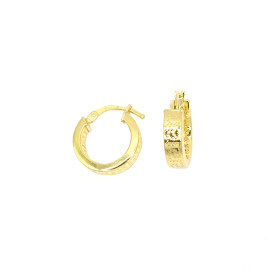 copy of Square section hoop earrings with Greek engraving, yellow gold plated in 925 silver