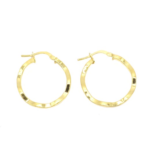Orecchini cerchio ondulati placcati oro giallo in argento 925