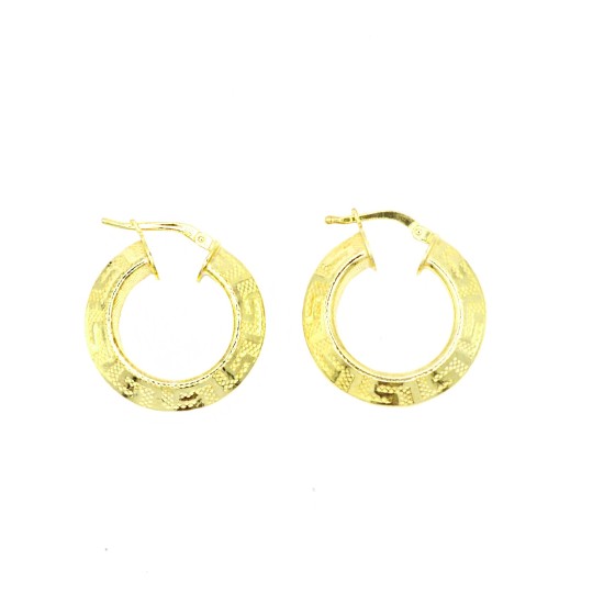 Orecchini cerchio con incisione greca placcati oro giallo in argento 925