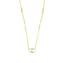Collana 2 fili maglia veneziana con baguette a tramezzo placcata oro giallo in argento 925