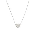Collana maglia forzatina con tramezzo cuore big bombato placcato oro bianco in argento 925