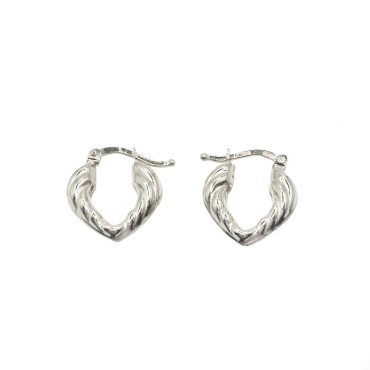 Orecchini a rombo torchon lucidi placcati oro bianco in argento 925