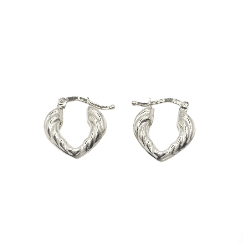 Orecchini a rombo torchon lucidi placcati oro bianco in argento 925