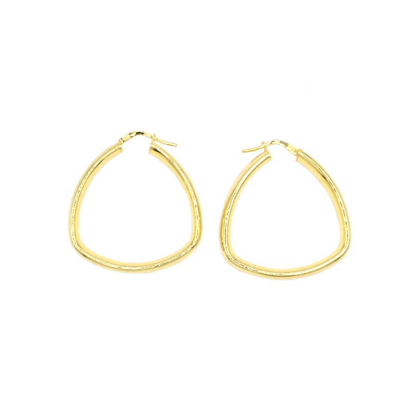Orecchini a cerchio triangolari big placcati oro giallo in argento 925