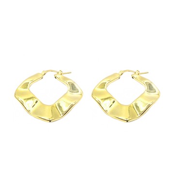 Orecchini a cerchio ventaglio chiusura a ponte placcato oro giallo in argento 925