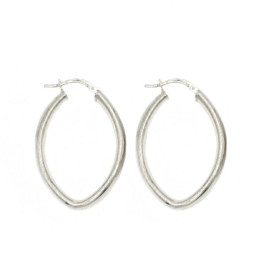 Orecchini a cerchio ovali con chiusura a ponte placcati oro bianchi in argento 925