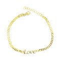 Bracciale maglia groumette con scritta "Love" centrale a lastra placcata oro giallo  in