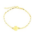 Bracciale maglia biscotto con quadrifoglio a lastra centrale placcato oro giallo in argeno925