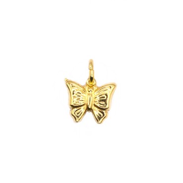 Engraved paired butterfly pendant yellow gold plated in 925 silver