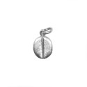 Paired and engraved white gold plated coffee bean pendant in 925 white silver