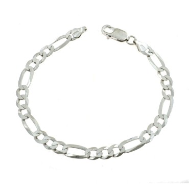 3 1 6.5 mm chain link bracelet white gold plated in 925 silver