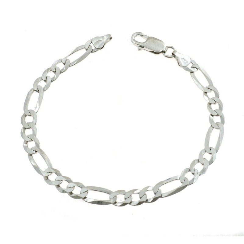 3 1 6.5 mm chain link bracelet white gold plated in 925 silver