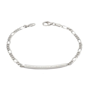 Bracciale a targa da 3 mm. placcato oro bianco in argento 925