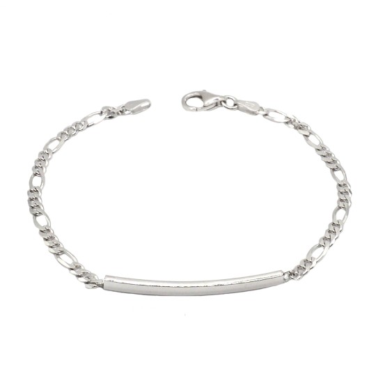 Bracciale a targa da 3 mm. placcato oro bianco in argento 925