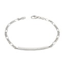 Bracciale a targa da 3 mm. placcato oro bianco in argento 925