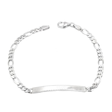 Bracciale a targa da 3 mm. placcato oro bianco in argento 925