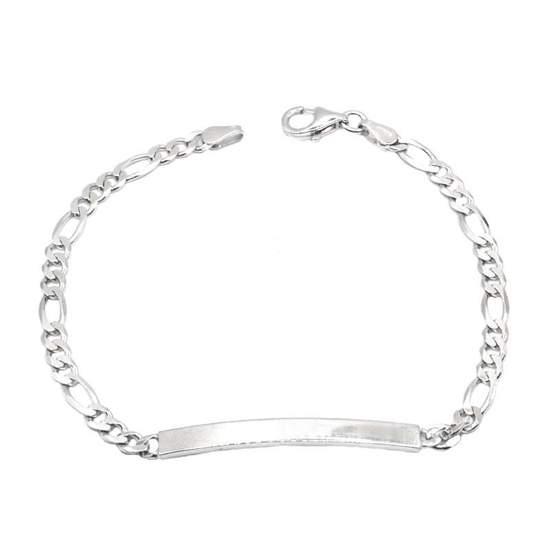 3 mm plate bracelet. white gold plated in 925 silver