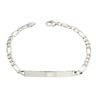 Bracciale a targa da 3 mm. placcato oro bianco in argento 925