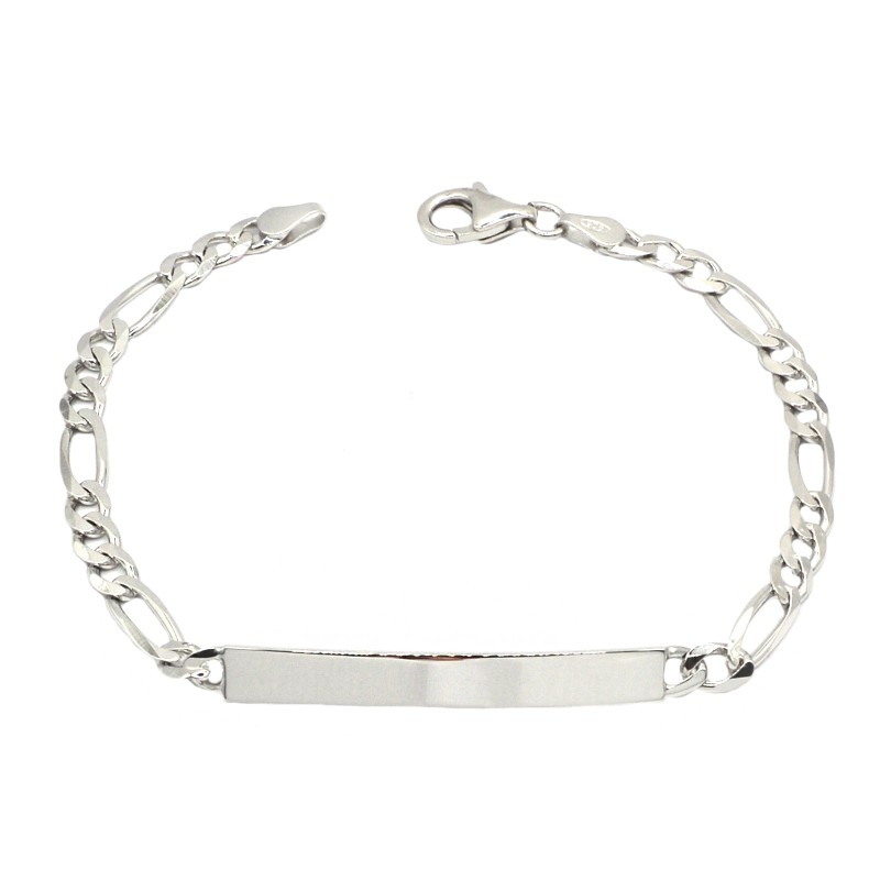 3 mm plate bracelet. white gold plated in 925 silver