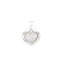 Ciondolo cuore zirconato bianco in cornice liscia placcato oro bianco in argento 925