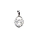 Ciondolo lucchetto a cuore zirconato bianco placcato oro bianco in argento 925